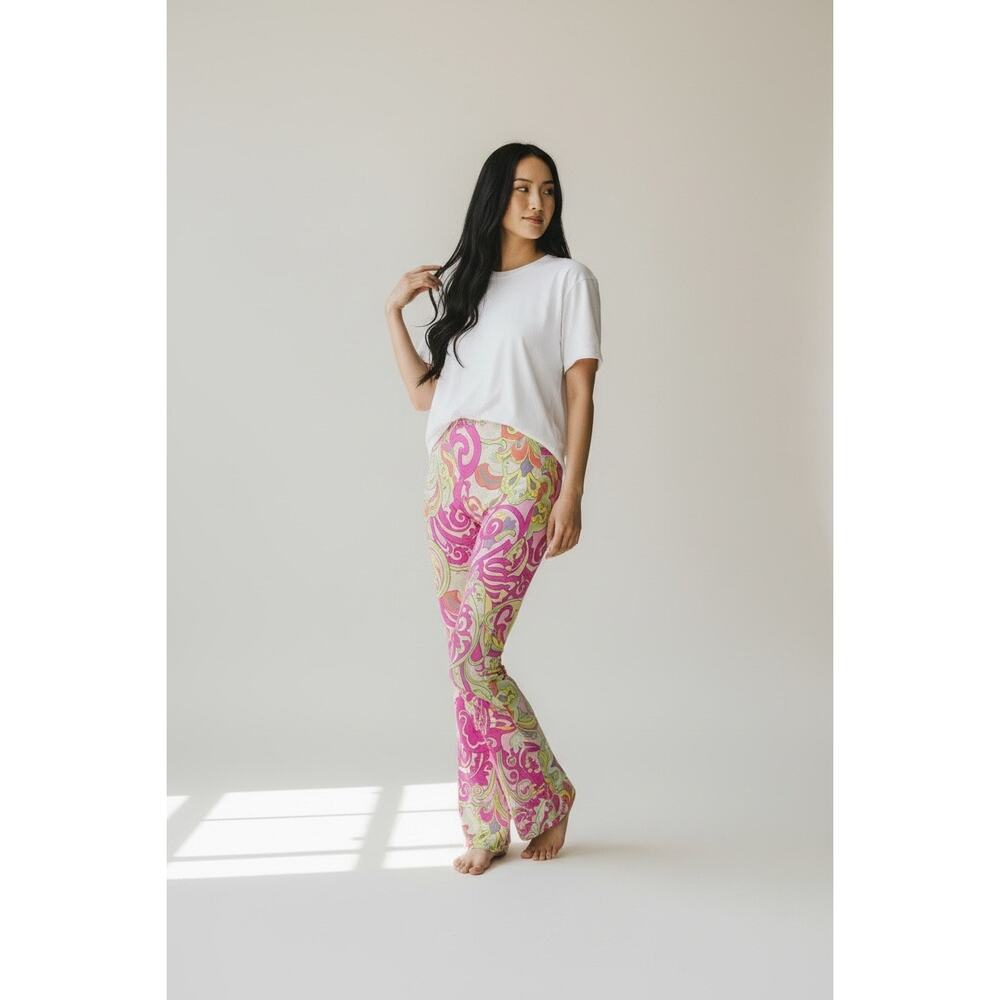 Vintage Etro Pink Paisley 60’s Hippie Flared Pants size 42 IT/6 US